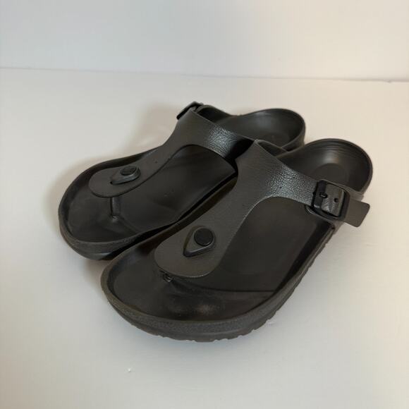 Birkenstock Gizeh Sandals Womens 8 Eva Black Shoe Size Leather Slip On Casual - Picture 1 of 11